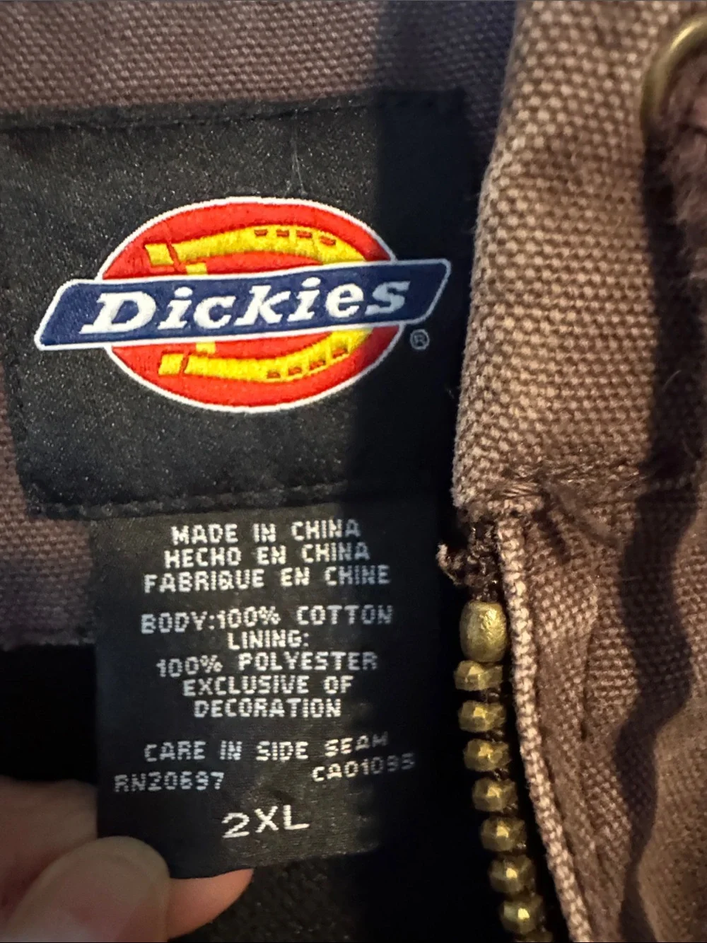 Dickies Brown Hooded Canvas Jacket with Ribbed Hem
